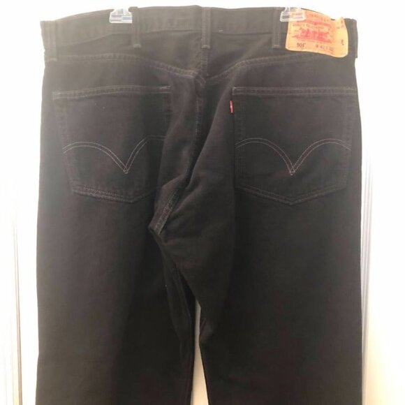Levi's Men's 501 Black Denim Jeans Button Fly 42 x 32 - Picture 9 of 11
